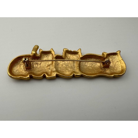 Unbranded Matte Gold Tone Kitty Cats Brooch - Picture 7 of 7